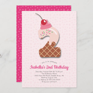 Cream glacée douce Invitation pour le 2e anniversa
