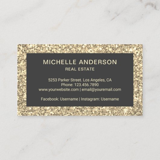 Cream Glitter Antiek Key Real Estate Visitekaartje (Achterkant)