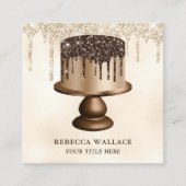 Cream Glitter Chocolate Drift Icking Cake Bakery Vierkante Visitekaartje (Voorkant)