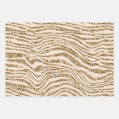 Cream Gold Faux Glitter Zebra Inpakpapier Vel (Voorkant)