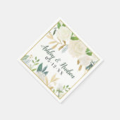 Cream Gold Floral Greenery Wedding Monogram Servet (Hoek)