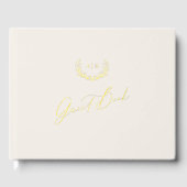 Cream & Gold Foil Guest Book Monogram Mariage (Recto)