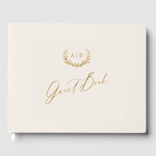 Cream & Gold Foil Guest Book Monogram Mariage