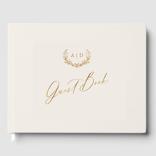 Cream & Gold Foil Guest Book Monogram Mariage