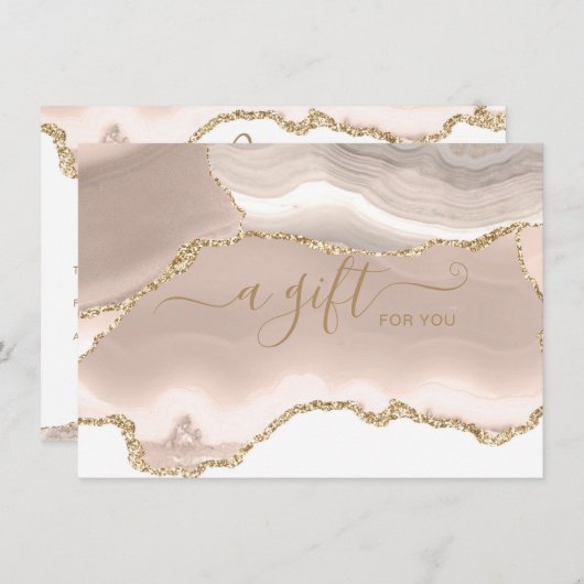 Cream Gold Glitter Agate Business Cadeaubon (Voorkant / Achterkant)
