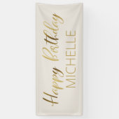 Cream Gold Happy Birthday Spandoek (Verticaal)