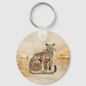 Cream Gold Leopard Animal Sleutelhanger (Voorkant)