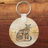 Cream Gold Leopard Animal Sleutelhanger (Voorkant)