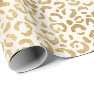  Cream Gold-leopardprinter     Cadeaupapier