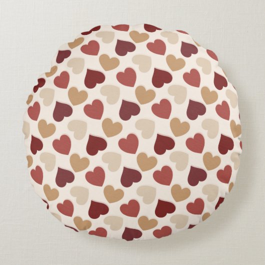 Cream Gold Red Hearts Glitter Rond Kussen (Voorkant)