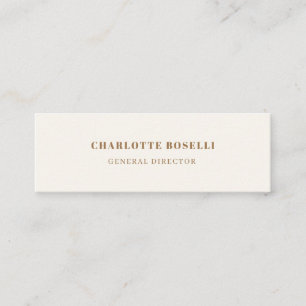 Cream Gold Serif Lettertype Professioneel Mat twee Mini Visitekaartje