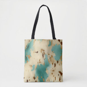 Cream Gold Turquoise Koeienhuid Animal Draagtas