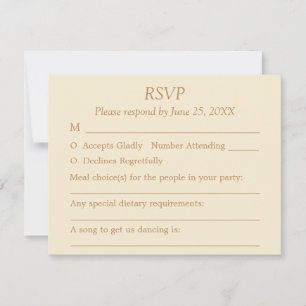 Cream Golden Beige Guest Choices Bruiloft RSVP Kaa Kaartje