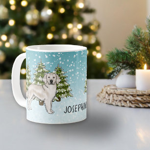Cream Golden Retriever Dog Christmas Naam op maat Koffiemok