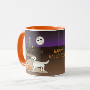 Cream Golden Retriever en Halloween Haunted House Mok