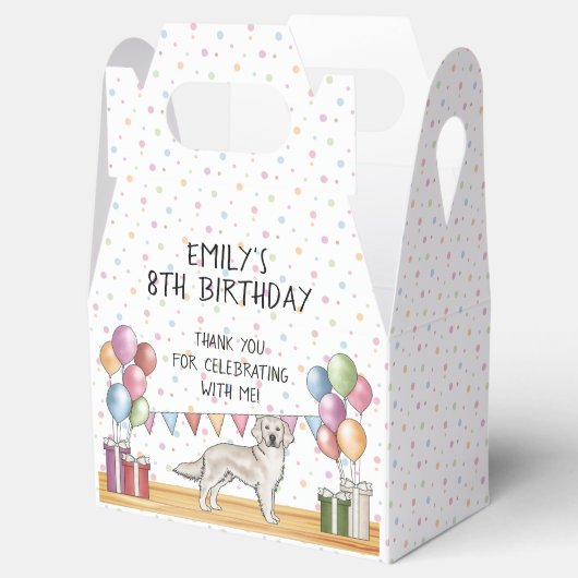 Cream Golden Retriever Kids Verjaardag Bedankt Bedankdoosjes (Geopend)