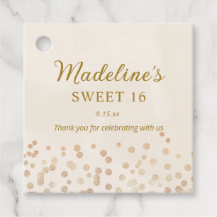 Cream Goud Glitter Sweet 16 Bedankt Bedankjes Labels