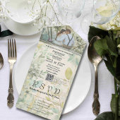Cream Green Eucalyptus Botanical QR Code All In One Uitnodiging