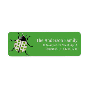 Cream & Green Ladybug d2 Cute Adresetiketten Etiket