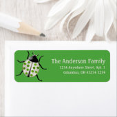 Cream & Green Ladybug d2 Étiquette de adresse mign (En situation)