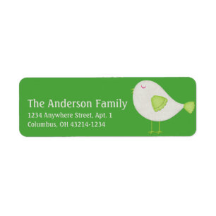 Cream & Green Little Birdie 2 Chic-Adresetiketten Etiket
