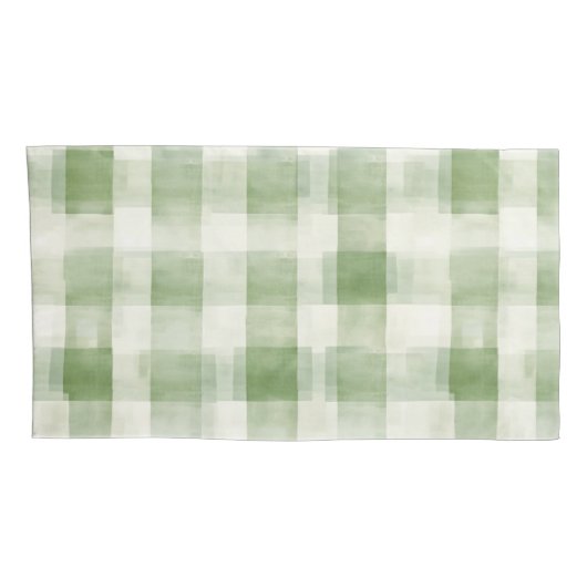 Cream Green Plaid Kussensloop (Achterkant-Rechts)