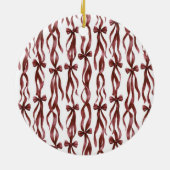 Cream Green Red Plaid Stripes  Keramisch Ornament (Achterkant)