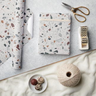 Cream Grey Modern Terrazzo Textielpatroon Cadeaupapier
