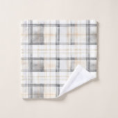 Cream Grey Yellow Plaid Stripes (Gant de toilette)