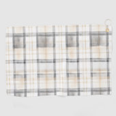 Cream Grey Yellow Plaid Stripes Golfhanddoek (Horizontaal)