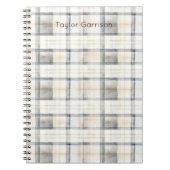 Cream Grey Yellow Plaid Stripes Notitieboek (Voorkant)