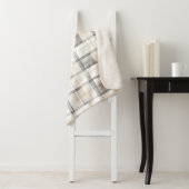 Cream Grey Yellow Plaid Stripes Sherpa Deken (In situ)