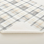 Cream Grey Yellow Plaid Stripes Sherpa Deken (3/4)