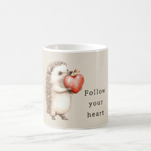 Cream Hedgehog Apple Heart Koffiemok