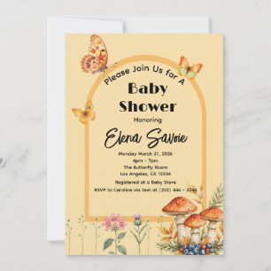 Cream Herfst Woodland Butterfly Mushroom Baby show Kaart
