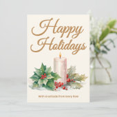 Cream Holiday Kaart | Aangepaste Logo en wensen (Staand voorkant)