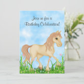  Cream Horse & Flowers Verjaardag Kaart (Staand voorkant)