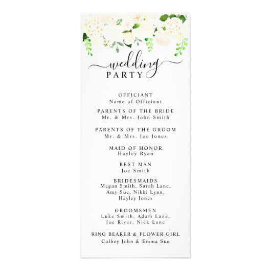 Cream Hydrangea & Programme de mariage Rose (Dos)