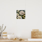 Cream Hydrangeas with Textured Leaves  Poster (Keuken)