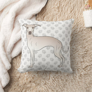 Cream Italiaanse Greyhound Cute Cartoon Dog met po Kussen