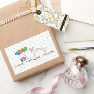 Cream Italy Greyhound Cute Dog - Happy Birthday Rechthoekige Sticker