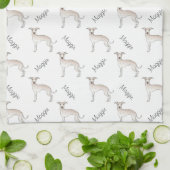 Cream Italy Greyhound Cute Dog Pattern met naam Theedoek (Gevouwen)
