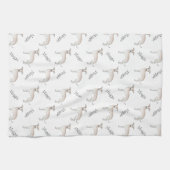 Cream Italy Greyhound Cute Dog Pattern met naam Theedoek (Horizontaal)