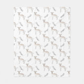 Cream Italy Greyhound Dog Pattern and Pet's Name Fleece Deken (Voorkant)