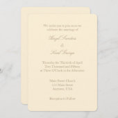Cream Ivory Brown Plain Simple Wedding Invitation Kaart (Voorkant / Achterkant)
