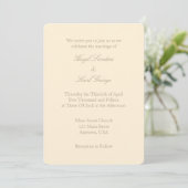Cream Ivory Brown Plain Simple Wedding Invitation Kaart (Staand voorkant)