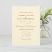 Cream Ivory Brown Plain Simple Wedding Invitation Kaart (Staand voorkant)
