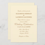 Cream Ivory Brown Plain Simple Wedding Invitation Kaart (Voorkant / Achterkant)