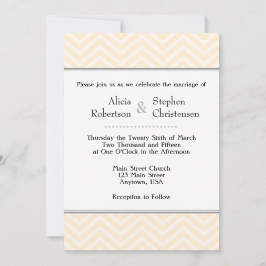 Cream Ivory Chevron Invitations de mariage (Devant)