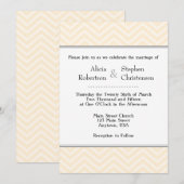 Cream Ivory Chevron Wedding Invitations Kaart (Voorkant / Achterkant)